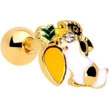 Load image into Gallery viewer, 16G 1/4 Clear Gem Gold Tone Carrot Bunny Rabbit Cartilage Tragus
