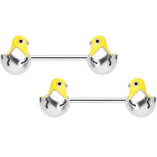 Load image into Gallery viewer, 14G 9/16 Hatching Easter Chick Barbell Nipple Ring Set
