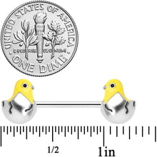 Load image into Gallery viewer, 14G 9/16 Hatching Easter Chick Barbell Nipple Ring Set
