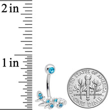 Load image into Gallery viewer, Aqua Gem Leaf Branch Belly Ring
