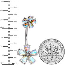 Load image into Gallery viewer, Aurora Gem Fabulous Flowers Double Mount Belly Ring

