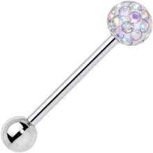 Load image into Gallery viewer, Aurora Gem Disco Ball Internally Threaded Barbell Tongue Ring
