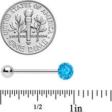 Load image into Gallery viewer, Aqua Gem Disco Ball Internally Threaded Barbell Tongue Ring
