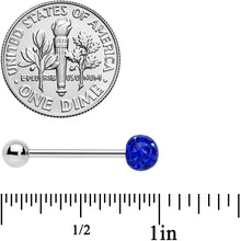 Load image into Gallery viewer, Royal Blue Gem Disco Ball Internally Threaded Barbell Tongue Ring
