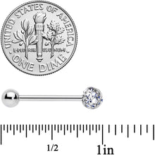 Load image into Gallery viewer, Clear Gem Disco Ball Internally Threaded Barbell Tongue Ring
