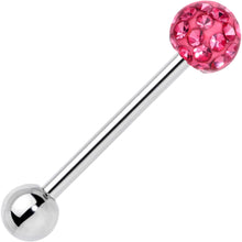 Load image into Gallery viewer, Pink Gem Disco Ball Internally Threaded Barbell Tongue Ring
