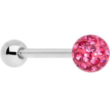 Load image into Gallery viewer, Pink Gem Disco Ball Internally Threaded Barbell Tongue Ring
