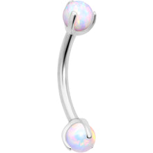 Load image into Gallery viewer, 16G 5/16 White Synthetic Opal Internally Threaded Eyebrow Ring

