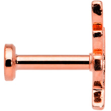 Load image into Gallery viewer, 16G 1/4 Clear CZ Gem Rose Gold Tone Leaf Internal Thread Labret

