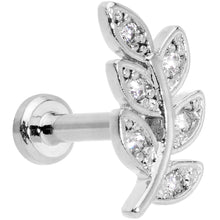 Load image into Gallery viewer, 16G 1/4 Clear CZ Gem Leaf Internally Threaded Labret Tragus

