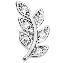 Load image into Gallery viewer, 16G 1/4 Clear CZ Gem Leaf Internally Threaded Labret Tragus
