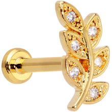 Load image into Gallery viewer, 16G 5/16 Color CZ Gem Gold Tone Leaf Internally Threaded Labret
