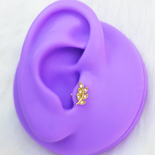 Load image into Gallery viewer, 16G 5/16 Color CZ Gem Gold Tone Leaf Internally Threaded Labret
