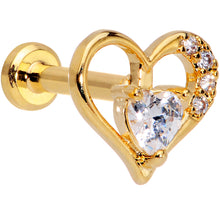 Load image into Gallery viewer, 16G 1/4 Clear CZ Gem Gold Tone Heart Internally Threaded Labret
