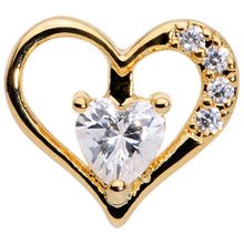 Load image into Gallery viewer, 16G 1/4 Clear CZ Gem Gold Tone Heart Internally Threaded Labret
