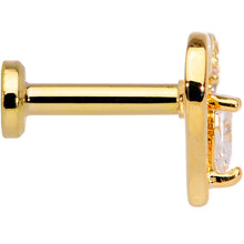Load image into Gallery viewer, 16G 1/4 Clear CZ Gem Gold Tone Heart Internally Threaded Labret
