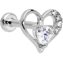 Load image into Gallery viewer, 16G 1/4 Clear CZ Gem Airy Heart Internally Threaded Labret
