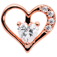 Load image into Gallery viewer, 16G 5/16 Clear CZ Gem Rose Gold Hue Heart Internal Thread Labret
