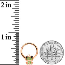 Load image into Gallery viewer, 16G 3/8 Green Gem Rose Gold Tone Royal Frog Hinged Segment Ring
