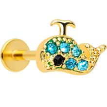 Load image into Gallery viewer, 16G 5/16 Aqua Gem Gold Tone Water Whale Labret Monroe Tragus
