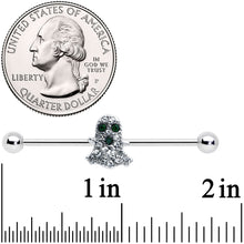 Load image into Gallery viewer, 14G Clear Black Gem Scary Ghost Halloween Industrial Barbell 38mm
