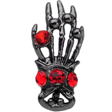 Load image into Gallery viewer, 16G 5/16 Red Gem Black Skeleton Hand Halloween Labret Tragus
