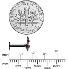 Load image into Gallery viewer, 16G 5/16 Red Gem Black Skeleton Hand Halloween Labret Tragus
