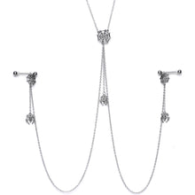 Load image into Gallery viewer, 14G 9/16 Creepy Crawly Spider Web Halloween Nipple Chain Necklace
