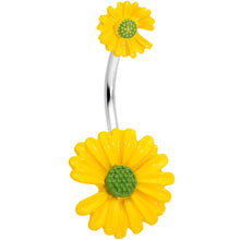 Load image into Gallery viewer, Yellow Double Flower Double Mount Belly Ring
