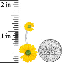 Load image into Gallery viewer, Yellow Double Flower Double Mount Belly Ring
