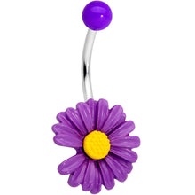 Load image into Gallery viewer, Purple Daisy Flower Belly Ring
