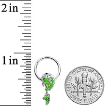Load image into Gallery viewer, 16G 3/8 Green Gem Sweet Fish Dangle BCR Captive Bead Ring
