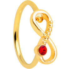 Load image into Gallery viewer, 20G 5/16 Red Gem Gold Tone Infinity Love Nose Hoop
