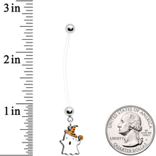 Load image into Gallery viewer, Clear Bioplast Lollipop Ghost Halloween Dangle Pregnancy Belly Ring
