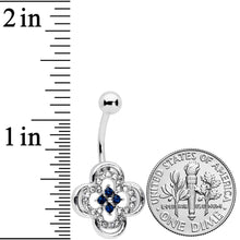 Load image into Gallery viewer, Clear Blue Gem Stylized Deco Cross Belly Ring
