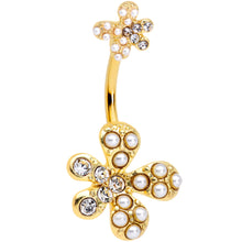 Load image into Gallery viewer, Clear Gem Gold Tone Stylish Splat Double Mount Belly Ring
