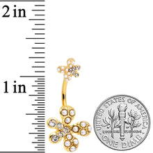 Load image into Gallery viewer, Clear Gem Gold Tone Stylish Splat Double Mount Belly Ring
