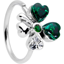Load image into Gallery viewer, 20G 5/16 Clear Green Gem Shamrock St Patricks Day Nose Hoop
