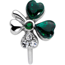 Load image into Gallery viewer, 20G 5/16 Clear Green Gem Shamrock St Patricks Day Nose Hoop
