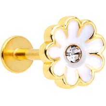Load image into Gallery viewer, 16G 5/16 Clear Gem Gold Tone Daisy Flower Labret Monroe Tragus
