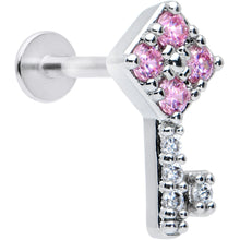 Load image into Gallery viewer, 16G 5/16 Clear Pink Gem Angular Key Labret Monroe Tragus
