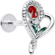 Load image into Gallery viewer, 16G 5/16 Open Heart Rose Valentines Day Labret Monroe Tragus
