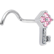 Load image into Gallery viewer, 20G 7mm Pink Gem Open Key Left Nose Screw
