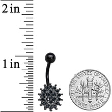 Load image into Gallery viewer, Black Gem Black Oval Gothic Sunburst Belly Ring
