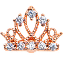 Load image into Gallery viewer, 16G 1/4 Clear Gem Rose Gold Tone Royal Crown Labret Monroe Tragus
