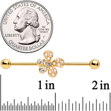 Load image into Gallery viewer, 14G Clear Gem Gold Tone Stylish Splat Industrial Barbell 38mm

