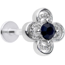 Load image into Gallery viewer, 16G 5/16 Blue Gem Stylized Deco Cross Labret Monroe Tragus
