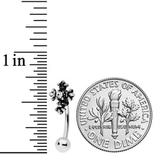 Load image into Gallery viewer, 16G 5/16 Clear Gem Renaissance Cross Curved Eyebrow Ring
