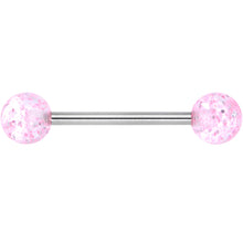 Load image into Gallery viewer, Grade 23 Titanium Pink Glitter Ball Barbell Tongue Ring
