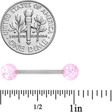 Load image into Gallery viewer, Grade 23 Titanium Pink Glitter Ball Barbell Tongue Ring
